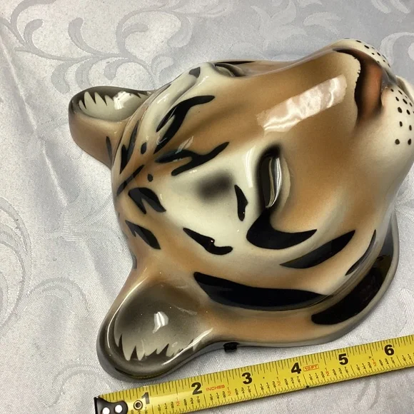 TIGER. Vintage African PORCELAIN .HOME DECOR Decor Handmade ARTIST SIGNED - Picture 5 of 8